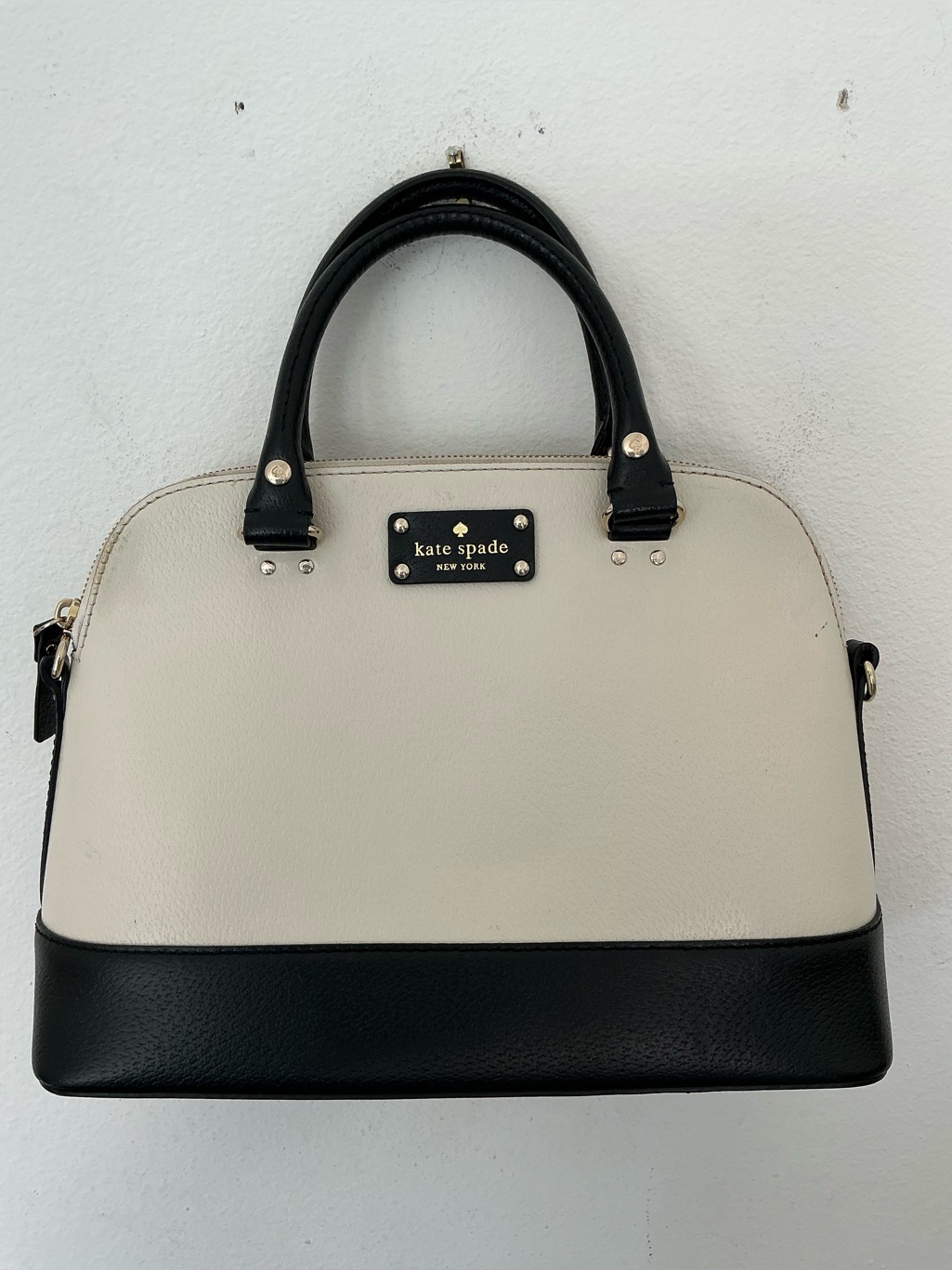Kate Spade New York Grove Street Colorblock Domed Satchel Crossbody Black Cream